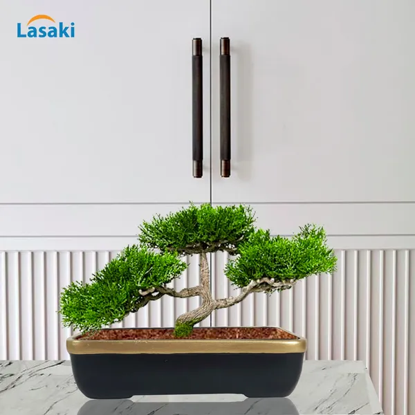 Rectangle_Black_Gold_Rec002_Ceramic_Pots_For_Indoor_Plants,Bonsai,Planters,Gamla,Outdoor,Balcony,Home,Garden,Office_Decor,Succulent(L_-_26_X_W_-_18.5_X_H_-_7_Cm)
