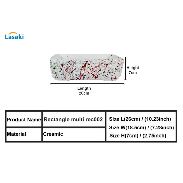 Rectangle_Multi_Rec002_Ceramic_Pots_For_Indoor_Plants,Bonsai,Planters,Gamla,Outdoor,Balcony,Home,Garden,Office_Decor,Succulent(L_-_26_X_W_-_18.5_X_H_-_7_Cm)