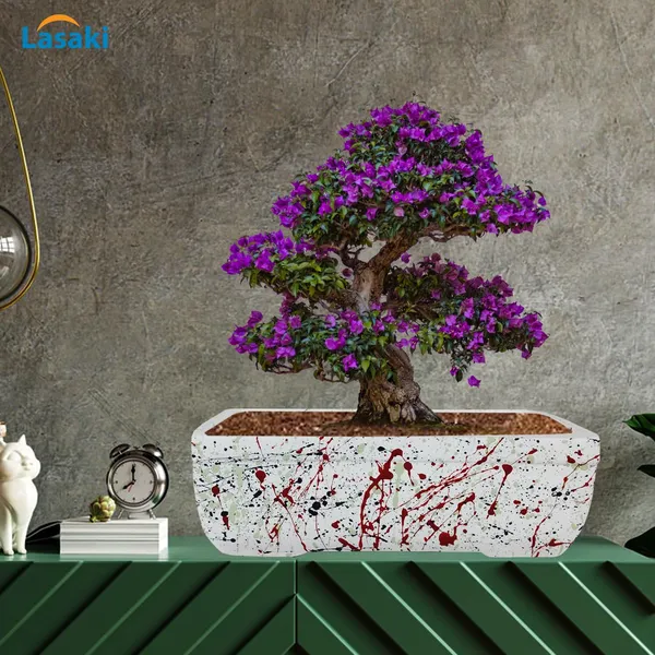 Rectangle_Multi_Rec002_Ceramic_Pots_For_Indoor_Plants,Bonsai,Planters,Gamla,Outdoor,Balcony,Home,Garden,Office_Decor,Succulent(L_-_26_X_W_-_18.5_X_H_-_7_Cm)