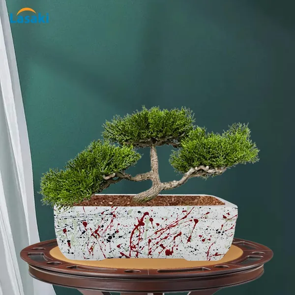 Rectangle_Multi_Rec002_Ceramic_Pots_For_Indoor_Plants,Bonsai,Planters,Gamla,Outdoor,Balcony,Home,Garden,Office_Decor,Succulent(L_-_26_X_W_-_18.5_X_H_-_7_Cm)