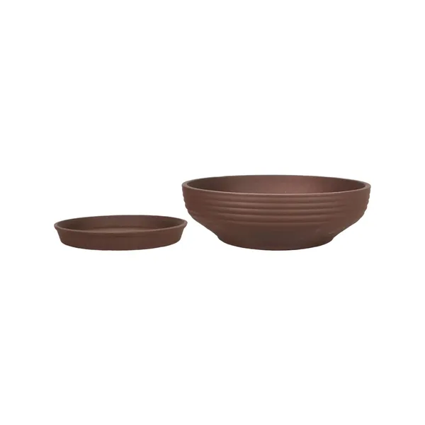 Camry_Medium_Truffle_With_Plate_R6_Truffle_Ceramic_Pots_For_Indoor,Bonsai,Planters,Gamla,Outdoor,Home,Garden(Camry_Medium-H-7.5Cmxd-23Cm,Plate-H-2.5Xd-16)
