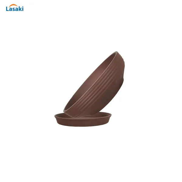 Camry_Medium_Truffle_With_Plate_R6_Truffle_Ceramic_Pots_For_Indoor,Bonsai,Planters,Gamla,Outdoor,Home,Garden(Camry_Medium-H-7.5Cmxd-23Cm,Plate-H-2.5Xd-16)