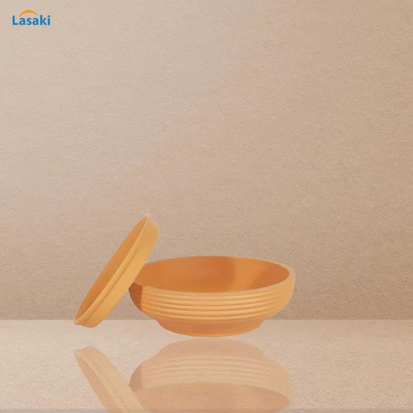 Camry_Medium_Ginger_With_Plate_R6_Ginger_Ceramic_Pots_For_Indoor,Bonsai,Gamla,Outdoor,Home,Garden(Camry_Medium-H-7.5Cmxd-23Cm,Plate-H-2.5Xd-16)