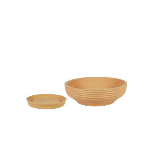 Camry_Medium_Ginger_With_Plate_R6_Ginger_Ceramic_Pots_For_Indoor,Bonsai,Gamla,Outdoor,Home,Garden(Camry_Medium-H-7.5Cmxd-23Cm,Plate-H-2.5Xd-16)
