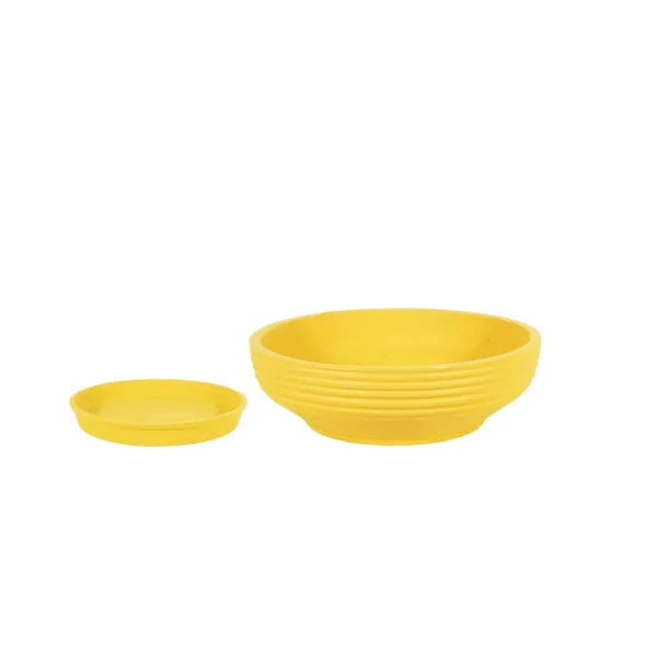 Camry_Medium_Saffron_With_Plate_R6_Saffron_Ceramic_Pots_For_Indoor,Bonsai,Planters,Gamla,Outdoor,Home,Garden(Camry_Medium-H-7.5Cmxd-23Cm,Plate-H-2.5Xd-16)