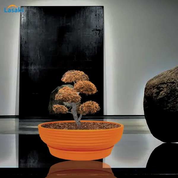 Camry_Medium_Lily_With_Plate_R6_Lily_Ceramic_Pots_For_Indoor_Plant,Bonsai,Planters,Gamla,Outdoor,Home,Garden,Succulent(Camry_Medium-H-7.5Cmxd-23Cm,Plate-H-2.5Xd-16)