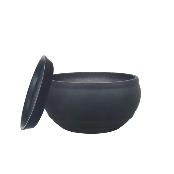 Bowl_Small_Black_With_Plate_Black_R4_Ceramic_Pots_For_Indoor_Plants,Planters,Flower,Gamla,Outdoor,Balcony,Home,Garden,Decor,Succulent(Bowl-H-8Cmxd-15Cm,Plate-H-2Xd-13Cm)