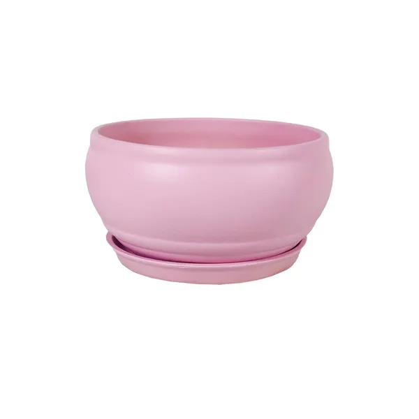 Bowl_Small_Purple_With_Plate_Purple_R4_Ceramic_Pots_For_Indoor_Plants,Planters,Flower,Gamla,Outdoor,Balcony,Home,Garden,Decor,Succulent(Bowl-H-8Cmxd-15Cm,Plate-H-2Xd-13Cm)