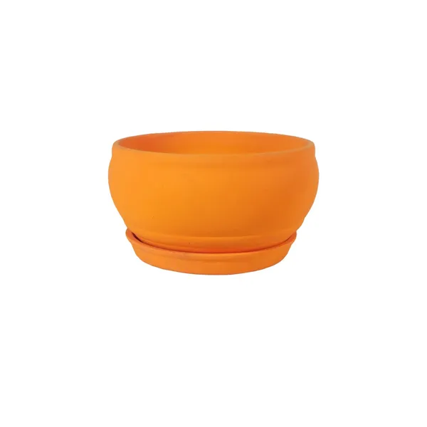 Bowl_Small_Lily_With_Plate_Lily_R4_Ceramic_Pots_For_Indoor_Plants,Planters,Flower,Gamla,Outdoor,Balcony,Home,Garden,Decor,Succulent(Bowl-H-8Cmxd-15Cm,Plate-H-2Xd-13Cm)