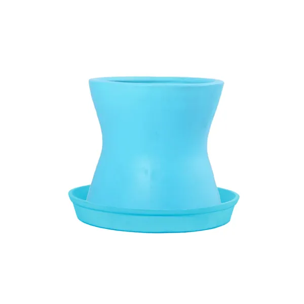 Damru_Aqua_With_Plate_Aqua_R4_Ceramic_Pots_For_Indoor_Plants,Planters,Flower,Gamla,Outdoor,Balcony,Home,Garden,Decor(Pot-H-11Cmxd-11Cm,Plate-H-2Xd-13Cm)