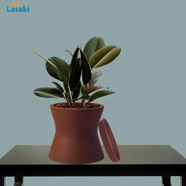 Damru_Truffle_With_Plate_Truffle_R4_Ceramic_Pots_For_Indoor_Plants,Planters,Flower,Gamla,Outdoor,Balcony,Home,Garden,Decor(Pot-H-11Cmxd-11Cm,Plate-H-2Xd-13Cm)