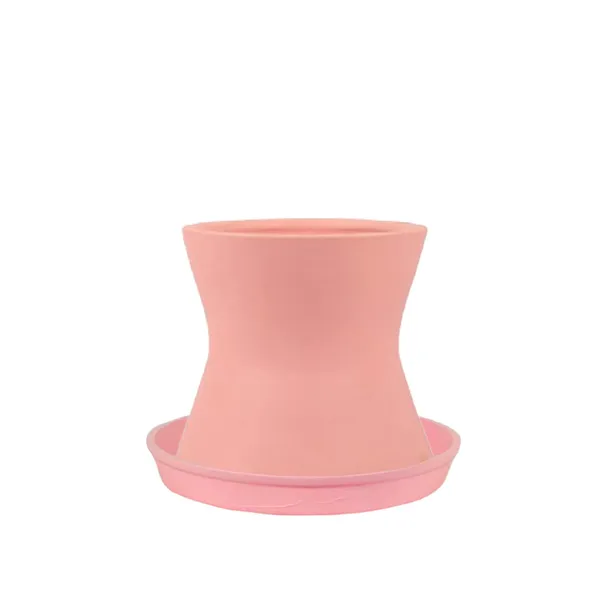 Damru_Pink_With_Plate_Pink_R4_Ceramic_Pots_For_Indoor_Plants,Planters,Flower,Gamla,Outdoor,Balcony,Home,Garden,Decor(Pot-H-11Cmxd-11Cm,Plate-H-2Xd-13Cm)