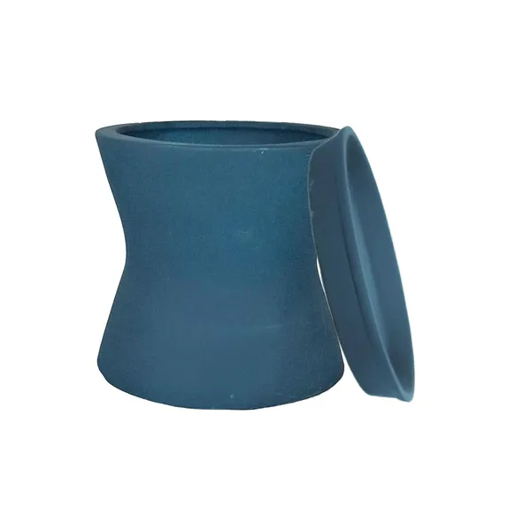 Damru_Blue_With_Plate_Blue_R4_Ceramic_Pots_For_Indoor_Plants,Planters,Flower,Gamla,Outdoor,Balcony,Home,Garden,Decor(Pot-H-11Cmxd-11Cm,Plate-H-2Xd-13Cm)