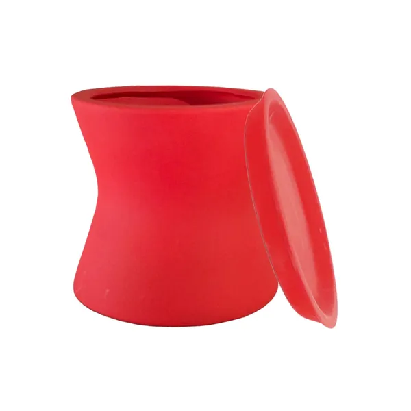 Damru_Red_With_Plate_Red_R4_Ceramic_Pots_For_Indoor_Plants,Planters,Flower,Gamla,Outdoor,Balcony,Home,Garden,Decor(Pot-H-11Cmxd-11Cm,Plate-H-2Xd-13Cm)