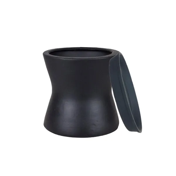 Damru_Black_With_Plate_Black_R4_Ceramic_Pots_For_Indoor_Plants,Planters,Flower,Gamla,Outdoor,Balcony,Home,Garden,Decor(Pot-H-11Cmxd-11Cm,Plate-H-2Xd-13Cm)