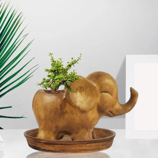 Jumbo_Antique_With_Plate_Antique_R4_Ceramic_Pots_For_Indoor_Plants,Planters,Flower,Gamla,Outdoor,Balcony,Home,Garden,Decor(Pot-L-18_X_W-10_X_H-12_Cm,Plate-H-2Xd-13Cm)