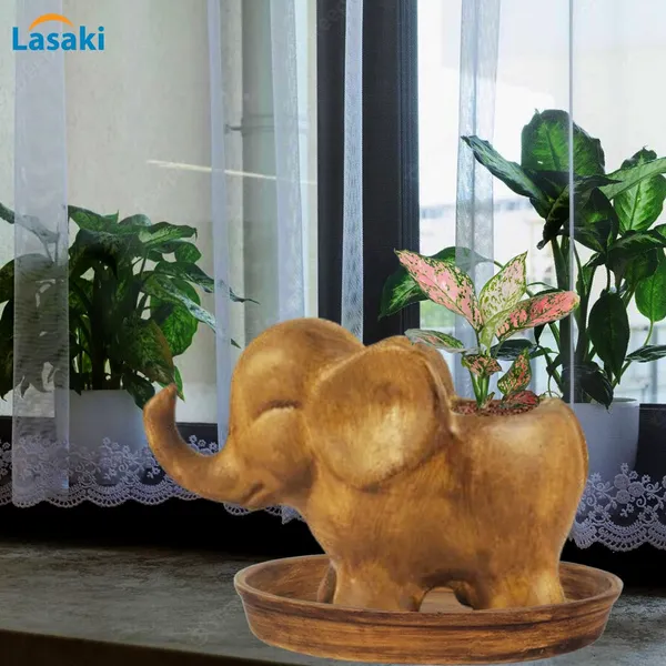 Jumbo_Antique_With_Plate_Antique_R4_Ceramic_Pots_For_Indoor_Plants,Planters,Flower,Gamla,Outdoor,Balcony,Home,Garden,Decor(Pot-L-18_X_W-10_X_H-12_Cm,Plate-H-2Xd-13Cm)
