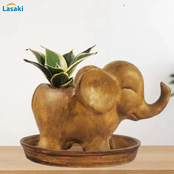 Jumbo_Antique_With_Plate_Antique_R4_Ceramic_Pots_For_Indoor_Plants,Planters,Flower,Gamla,Outdoor,Balcony,Home,Garden,Decor(Pot-L-18_X_W-10_X_H-12_Cm,Plate-H-2Xd-13Cm)