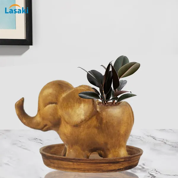 Jumbo_Antique_With_Plate_Antique_R4_Ceramic_Pots_For_Indoor_Plants,Planters,Flower,Gamla,Outdoor,Balcony,Home,Garden,Decor(Pot-L-18_X_W-10_X_H-12_Cm,Plate-H-2Xd-13Cm)