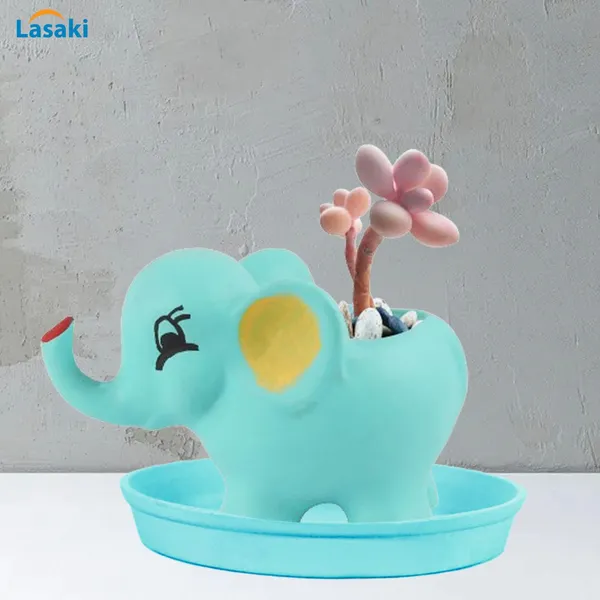 Jumbo_Aqua_With_Plate_Aqua_R4_Ceramic_Pots_For_Indoor_Plants,Planters,Flower,Gamla,Outdoor,Balcony,Home,Garden,Decor(Pot-L-18_X_W-10_X_H-12_Cm,Plate-H-2Xd-13Cm)