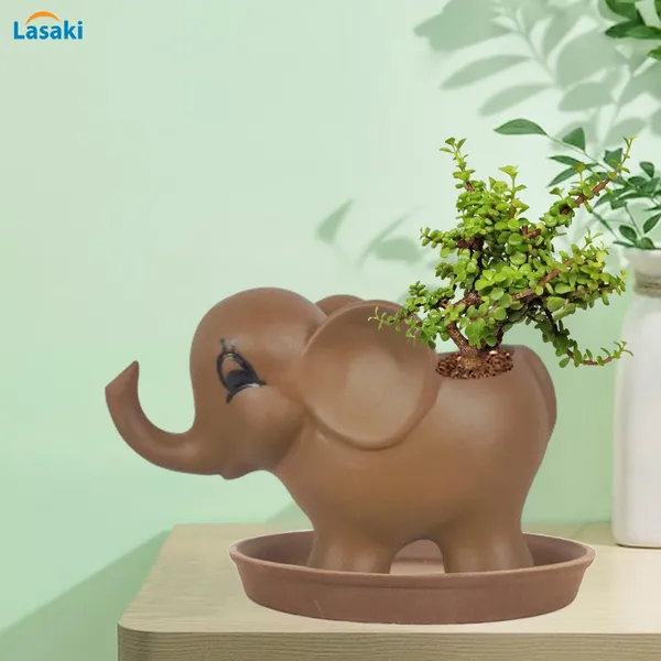 Jumbo_Truffle_With_Plate_Truffle_R4_Ceramic_Pots_For_Indoor_Plants,Planters,Flower,Gamla,Outdoor,Balcony,Home,Garden,Decor(Pot-L-18_X_W-10_X_H-12_Cm,Plate-H-2Xd-13Cm)