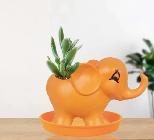 Jumbo_Lily_With_Plate_Lily_R4_Ceramic_Pots_For_Indoor_Plants,Planters,Flower,Gamla,Outdoor,Balcony,Home,Garden,Decor(Pot-L-18_X_W-10_X_H-12_Cm,Plate-H-2Xd-13Cm)