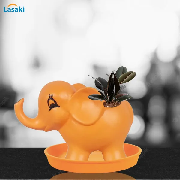 Jumbo_Lily_With_Plate_Lily_R4_Ceramic_Pots_For_Indoor_Plants,Planters,Flower,Gamla,Outdoor,Balcony,Home,Garden,Decor(Pot-L-18_X_W-10_X_H-12_Cm,Plate-H-2Xd-13Cm)