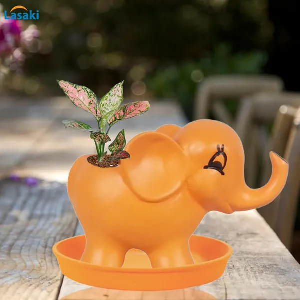 Jumbo_Lily_With_Plate_Lily_R4_Ceramic_Pots_For_Indoor_Plants,Planters,Flower,Gamla,Outdoor,Balcony,Home,Garden,Decor(Pot-L-18_X_W-10_X_H-12_Cm,Plate-H-2Xd-13Cm)