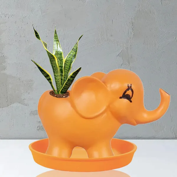 Jumbo_Lily_With_Plate_Lily_R4_Ceramic_Pots_For_Indoor_Plants,Planters,Flower,Gamla,Outdoor,Balcony,Home,Garden,Decor(Pot-L-18_X_W-10_X_H-12_Cm,Plate-H-2Xd-13Cm)