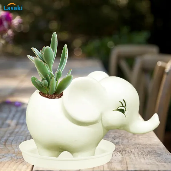 Jumbo_White_With_Plate_White_R4_Ceramic_Pots_For_Indoor_Plants,Planters,Flower,Gamla,Outdoor,Balcony,Home,Garden,Decor(Pot-L-18_X_W-10_X_H-12_Cm,Plate-H-2Xd-13Cm)