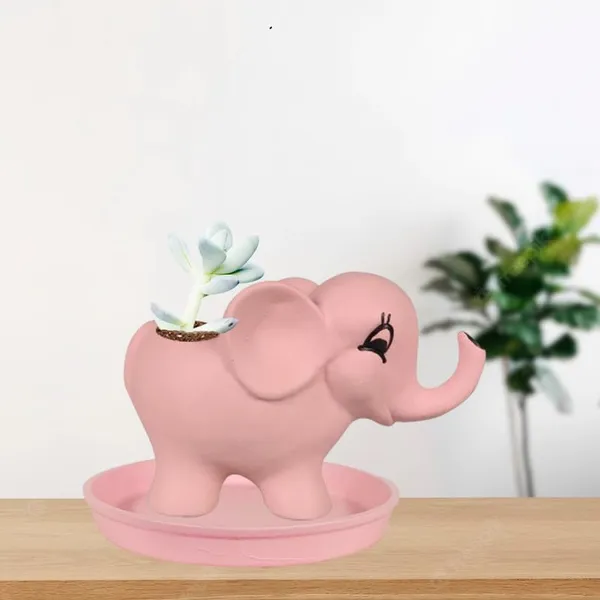 Jumbo_Pink_With_Plate_Pink_R4_Ceramic_Pots_For_Indoor_Plants,Planters,Flower,Gamla,Outdoor,Balcony,Home,Garden,Decor(Pot-L-18_X_W-10_X_H-12_Cm,Plate-H-2Xd-13Cm)