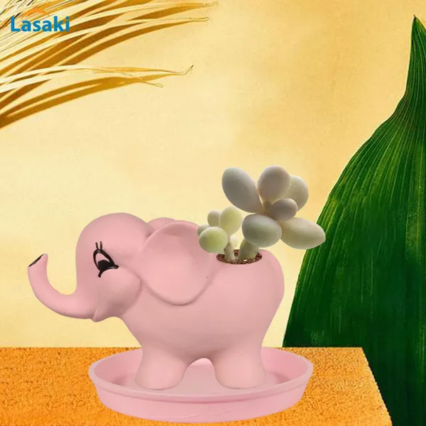 Jumbo_Pink_With_Plate_Pink_R4_Ceramic_Pots_For_Indoor_Plants,Planters,Flower,Gamla,Outdoor,Balcony,Home,Garden,Decor(Pot-L-18_X_W-10_X_H-12_Cm,Plate-H-2Xd-13Cm)