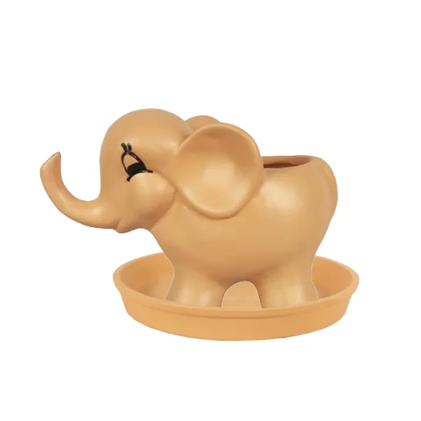 Jumbo_Ginger_With_Plate_Ginger_R4_Ceramic_Pots_For_Indoor_Plants,Planters,Flower,Gamla,Outdoor,Balcony,Home,Garden,Decor(Pot-L-18_X_W-10_X_H-12_Cm,Plate-H-2Xd-13Cm)