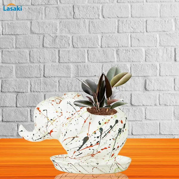 Jumbo_Multi_With_Plate_Multi_R4_Ceramic_Pots_For_Indoor_Plants,Planters,Flower,Gamla,Outdoor,Balcony,Home,Garden,Decor(Pot-L-18_X_W-10_X_H-12_Cm,Plate-H-2Xd-13Cm)
