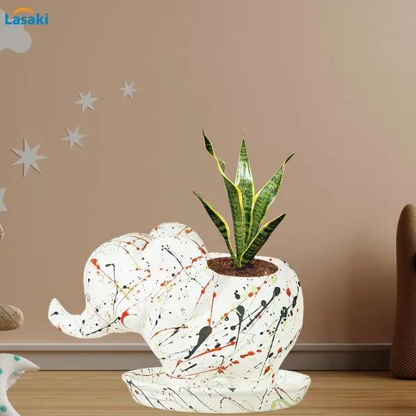 Jumbo_Multi_With_Plate_Multi_R4_Ceramic_Pots_For_Indoor_Plants,Planters,Flower,Gamla,Outdoor,Balcony,Home,Garden,Decor(Pot-L-18_X_W-10_X_H-12_Cm,Plate-H-2Xd-13Cm)