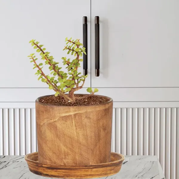 Sara_4_Inch_Antique_With_Plate_Antique_R5_Ceramic_Pots_For_Indoor_Plants,Planters,Flower,Gamla,Outdoor,Balcony,Home,Garden,Decor(Pot-H-10.5Cmxd-12Cm,Plate-H-2Xd-15Cm)