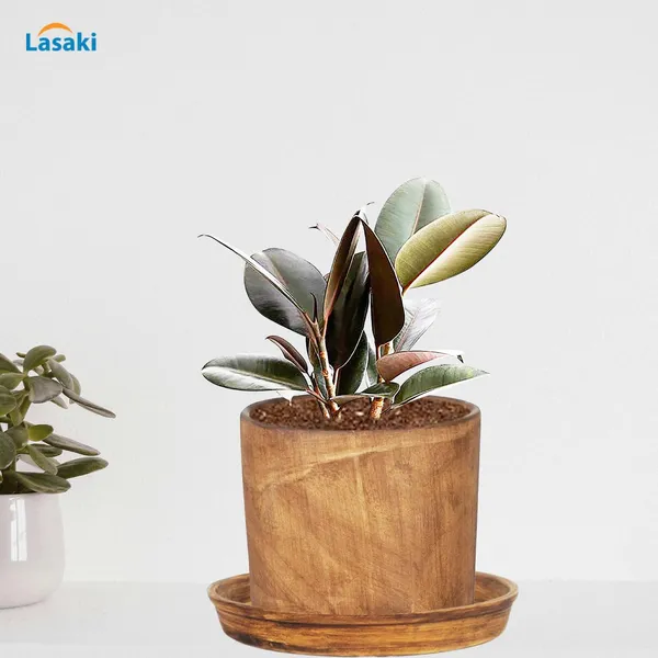Sara_4_Inch_Antique_With_Plate_Antique_R5_Ceramic_Pots_For_Indoor_Plants,Planters,Flower,Gamla,Outdoor,Balcony,Home,Garden,Decor(Pot-H-10.5Cmxd-12Cm,Plate-H-2Xd-15Cm)
