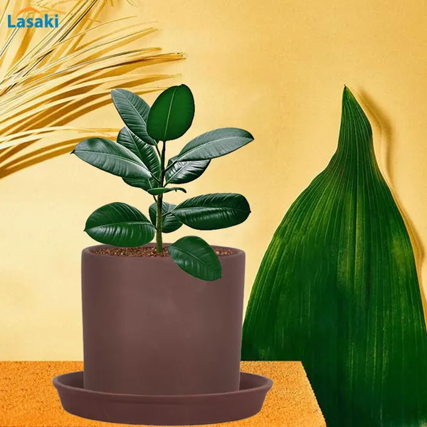 Sara_4_Inch_Truffle_With_Plate_Truffle_R5_Ceramic_Pots_For_Indoor_Plants,Planters,Flower,Gamla,Outdoor,Balcony,Home,Garden,Decor(Pot-H-10.5Cmxd-12Cm,Plate-H-2Xd-15Cm)