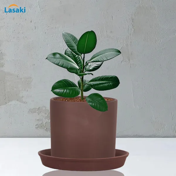 Sara_4_Inch_Truffle_With_Plate_Truffle_R5_Ceramic_Pots_For_Indoor_Plants,Planters,Flower,Gamla,Outdoor,Balcony,Home,Garden,Decor(Pot-H-10.5Cmxd-12Cm,Plate-H-2Xd-15Cm)