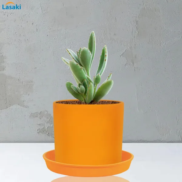 Sara_4_Inch_Lily_With_Plate_Lily_R5_Ceramic_Pots_For_Indoor_Plants,Planters,Flower,Gamla,Outdoor,Balcony,Home,Garden,Decor(Pot-H-10.5Cmxd-12Cm,Plate-H-2Xd-15Cm)