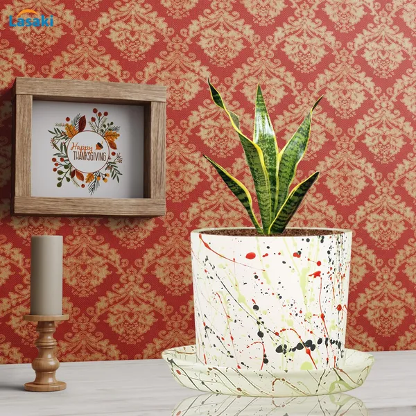 Sara_5_Inch_Multi_With_Plate_Multi_R6_Ceramic_Pots_For_Indoor_Plants,Planters,Flower,Gamla,Outdoor,Balcony,Home,Garden,Decor(Pot-H-13Cmxd-14Cm,Plate-H-2.5Xd-16Cm)
