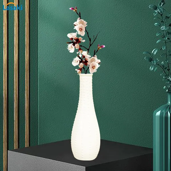 Finch_Small_Cream_Ceramic_Flower_Vase_For_Living_Room,_Bedroom,_Dining_Table,_Home_Decoration,_Artificial_Flowers_(D_-_9_X_H_-_21Cm)