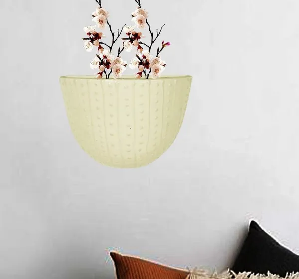 Half_Moon_Cream_Ceramic_Flower_Vase_For_Living_Room,_Bedroom,_Dining_Table,_Home_Decoration,_Artificial_Flowers_(L_-_15.5_X_W_-_6_X_H_-_12.5_Cm)