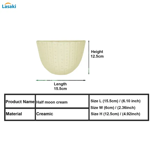 Half_Moon_Cream_Ceramic_Flower_Vase_For_Living_Room,_Bedroom,_Dining_Table,_Home_Decoration,_Artificial_Flowers_(L_-_15.5_X_W_-_6_X_H_-_12.5_Cm)