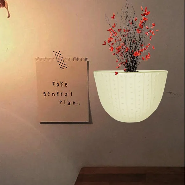 Half_Moon_Cream_Ceramic_Flower_Vase_For_Living_Room,_Bedroom,_Dining_Table,_Home_Decoration,_Artificial_Flowers_(L_-_15.5_X_W_-_6_X_H_-_12.5_Cm)