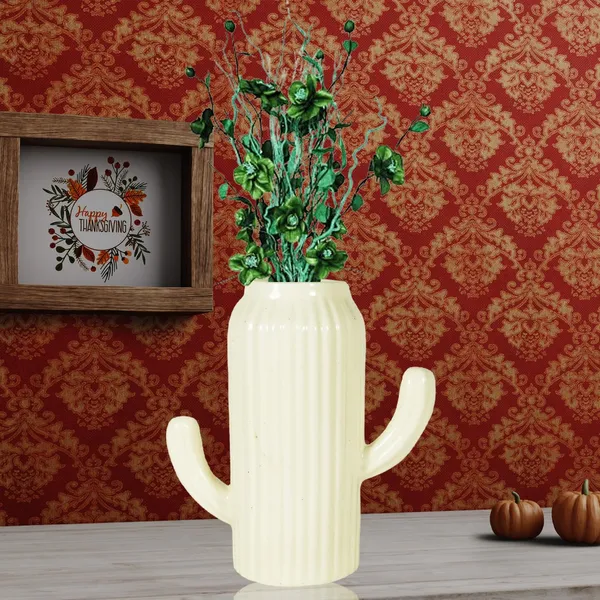 Cactus_Vase_Cream_Ceramic_Flower_Vase_For_Living_Room,_Bedroom,_Dining_Table,_Home_Decoration,_Artificial_Flowers_(L_-_17.5_X_W_-_8_X_H_-_17.5_Cm)