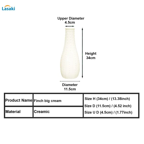 Finch_Big_Cream_Ceramic_Flower_Vase_For_Living_Room,_Bedroom,_Dining_Table,_Home_Decoration,_Artificial_Flowers_(D_-_11.5_X_H_-_34_Cm)