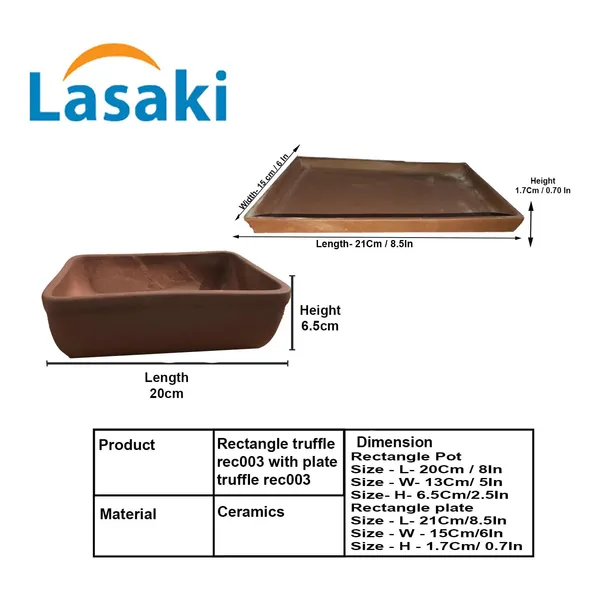 Rectangle_Truffle_Rec003_With_Plate_Truffle_Rec003_Ceramic_Pots_For_Indoor_Plants,Bonsai,Planters,Gamla,Outdoor,Balcony,Home,Garden,Succulent