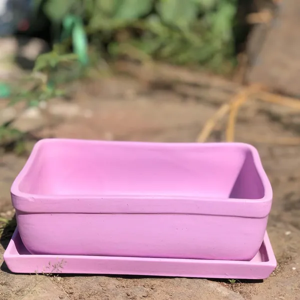 Rectangle_Purple_Rec003_With_Plate_Purple_Rec003_Ceramic_Pots_For_Indoor_Plants,Bonsai,Planters,Gamla,Outdoor,Balcony,Home,Garden,Succulent