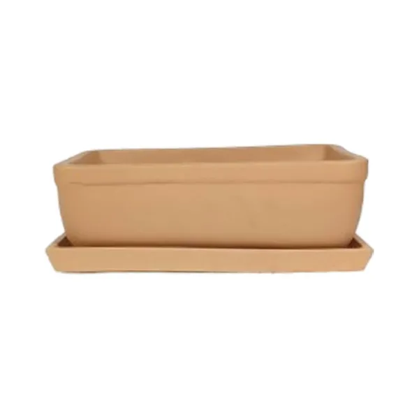 Rectangle_Ginger_Rec003_With_Plate_Ginger_Rec003_Ceramic_Pots_For_Indoor_Plants,Bonsai,Planters,Gamla,Outdoor,Balcony,Home,Garden,Succulent